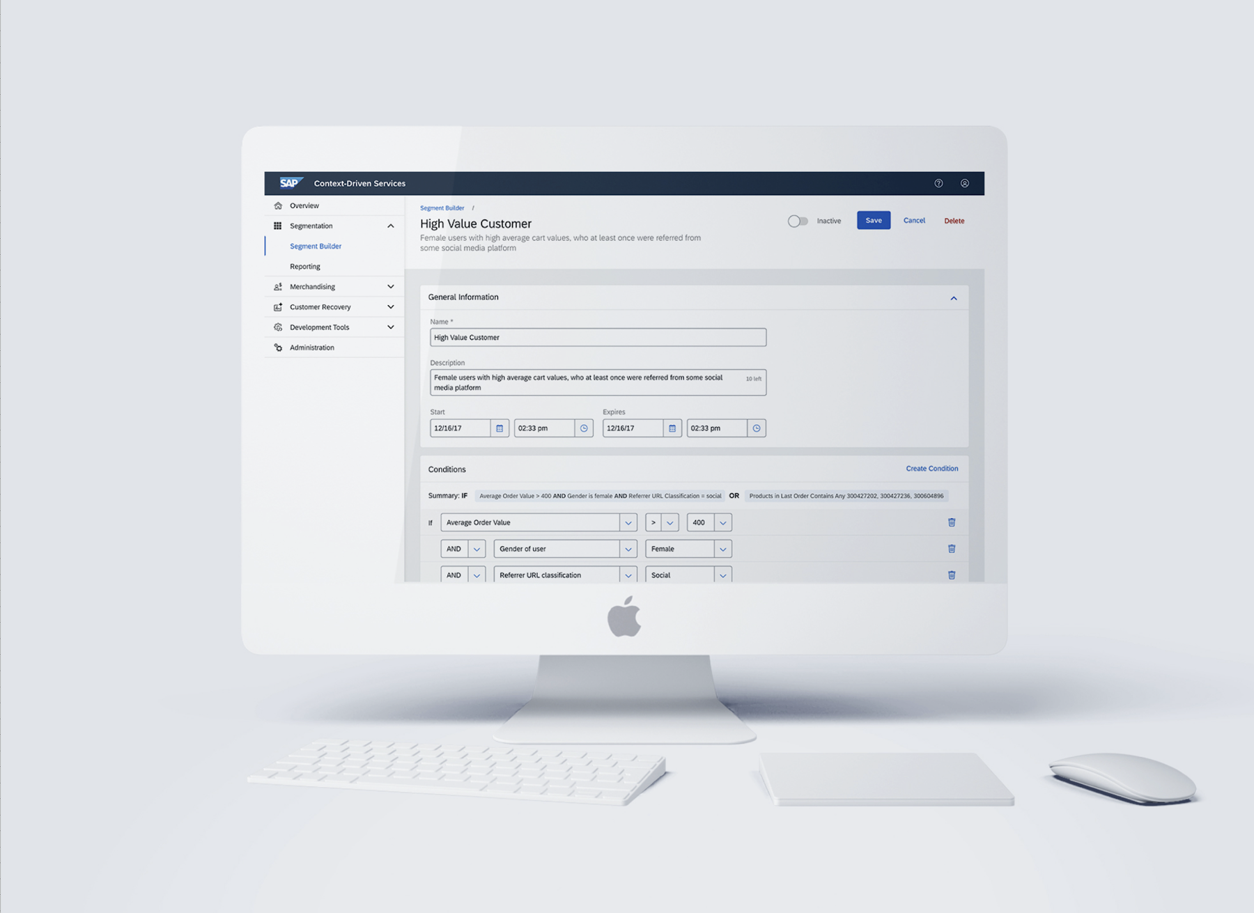 SAP: Commerce & Marketing Software User Interface Bild zeigt ein Interface von SAP. Das UX/UI-Design stammt von SNK.