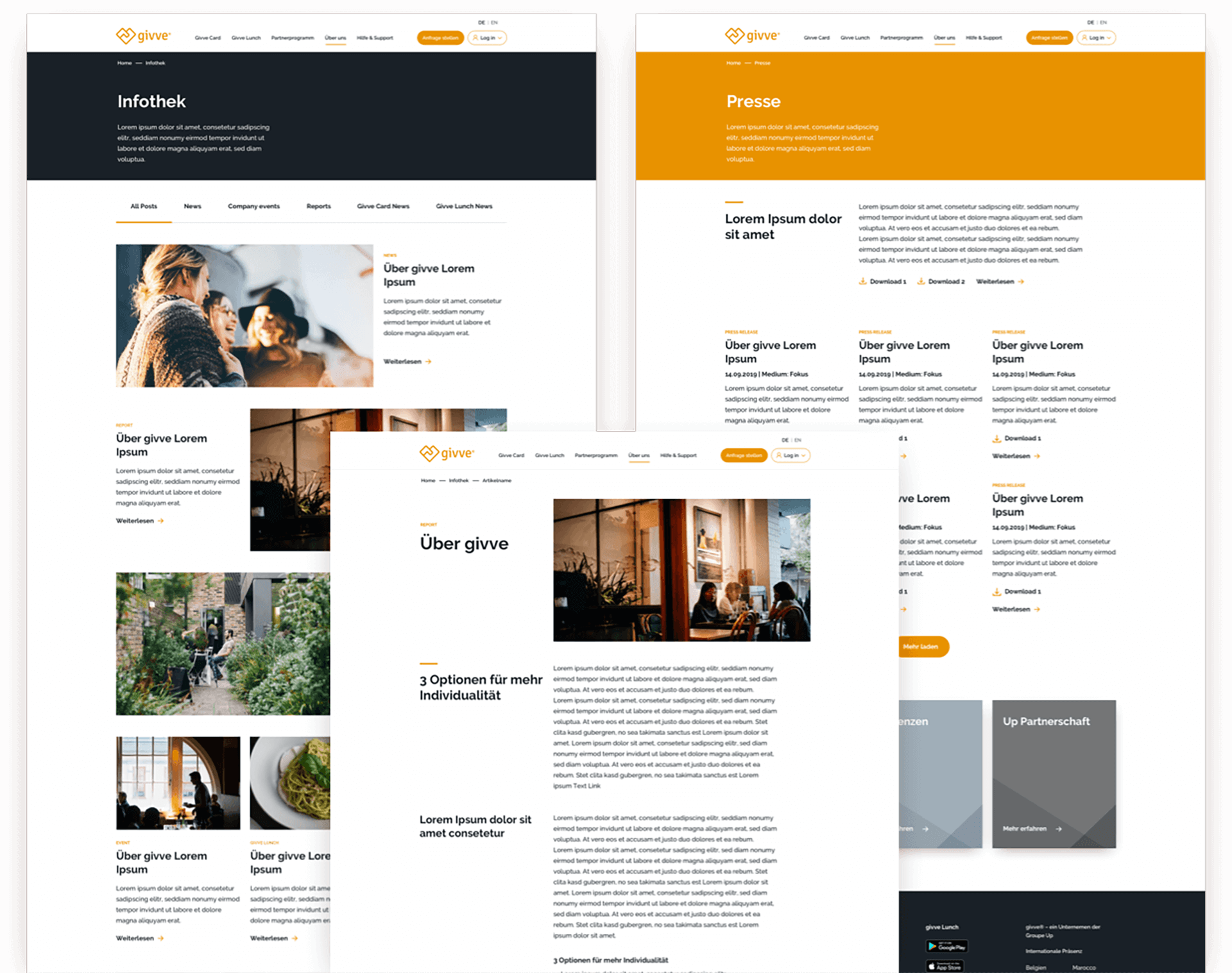 Givve screens website interface
