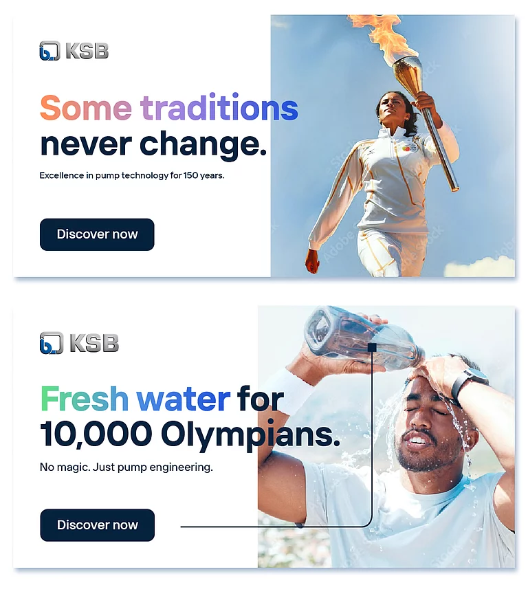 Olympia Kampagne Beispiel-Assets aus der KSB Olympia-Kampagne