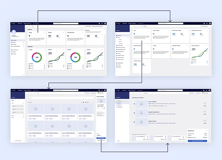Entwicklung eines neuen Bedien- & Navigationskonzepts Bild zeigt ein Interface von SupplyOn. Das UX/UI-Design stammt von SNK.