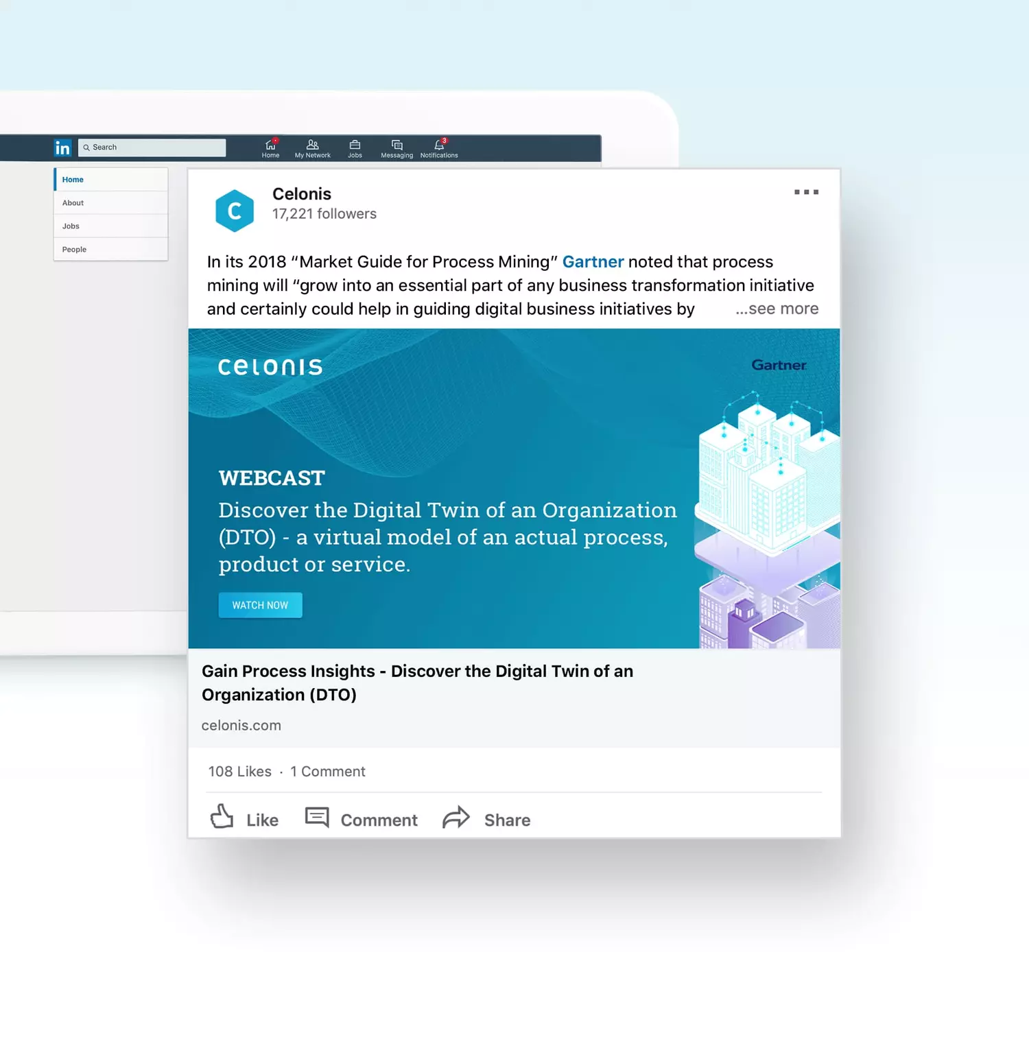 Social media Ad Celonis for Webcast designed by creative agency SNK