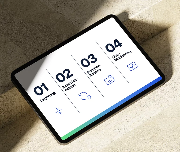 Datenvisualisierung iPad Mockup mit einem exemplarischen KSB Website Screen