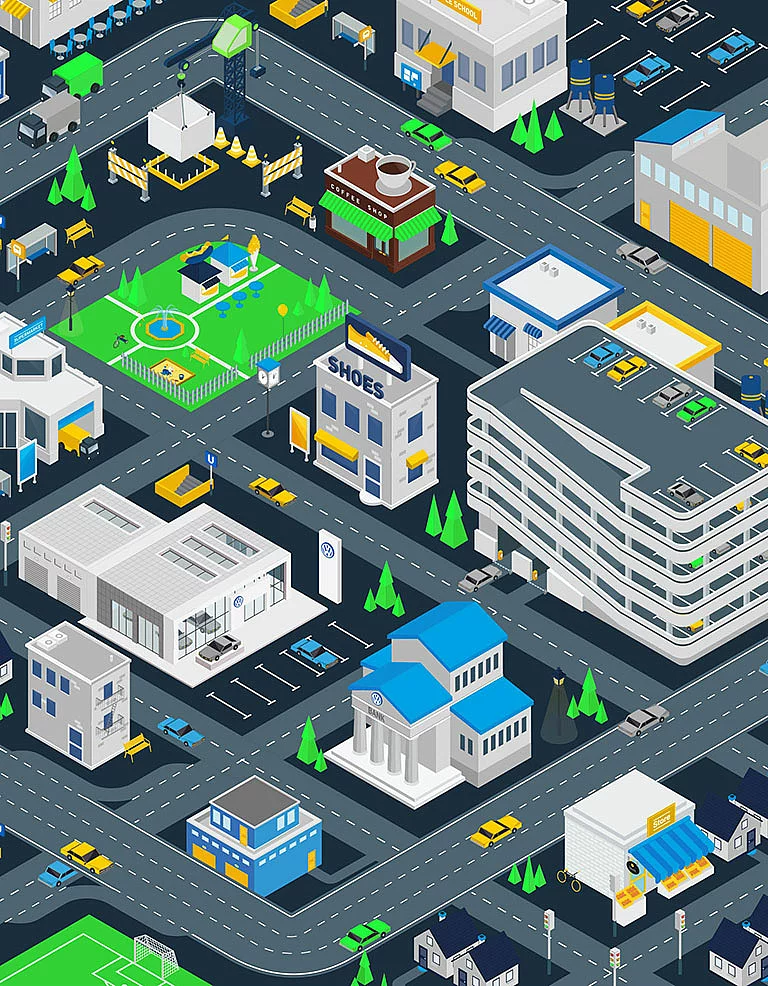 Illustration Eine farbenfrohe Illustration eines Verkehrssystems