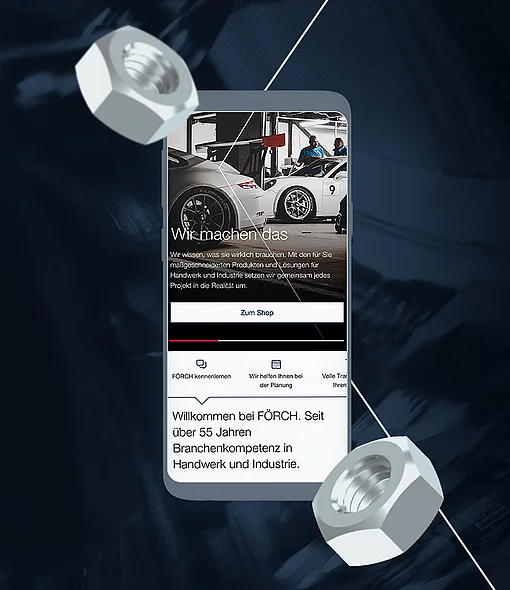 Bild zeigt einen Screenshot der Förch-Website in der Desktop- und Mobile-Ansicht.