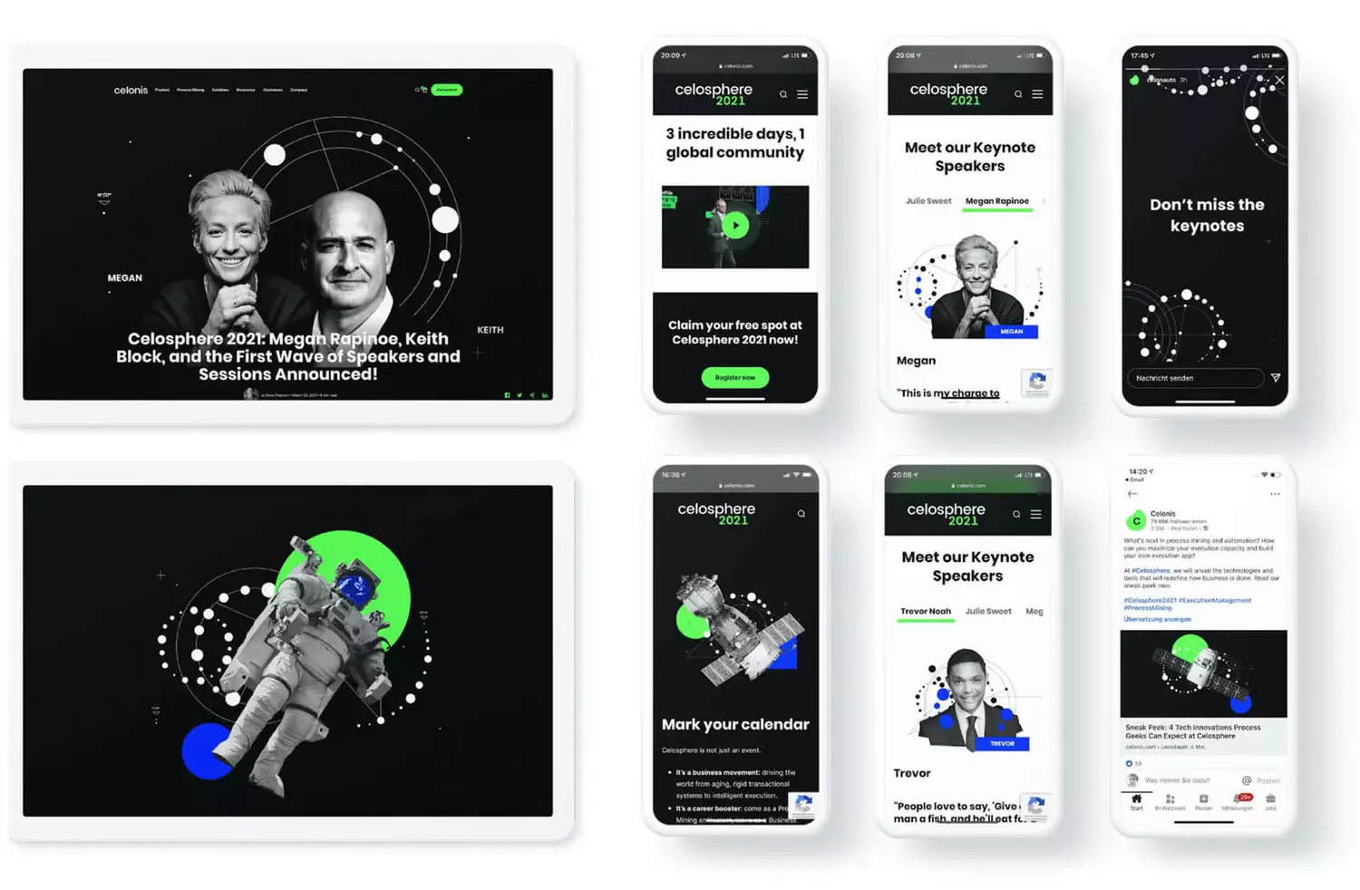 The celonis brand on various devices