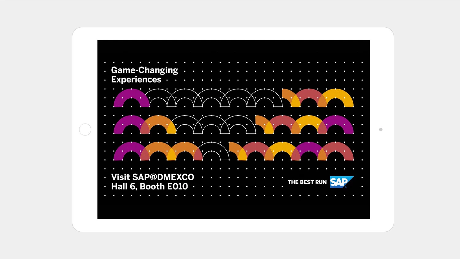 A tablet shows a landingpage for an online event in SAP hybris design