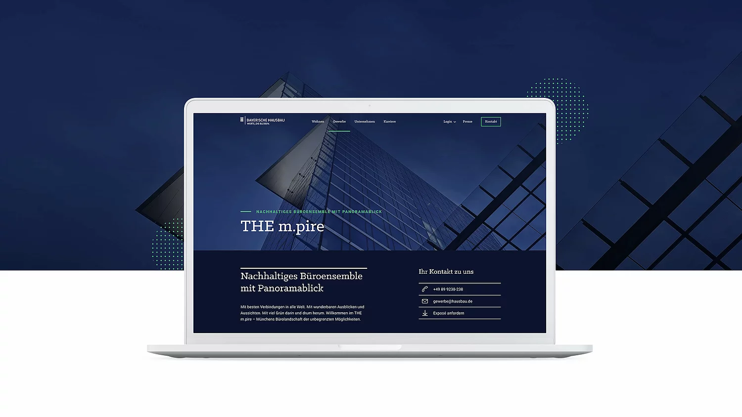 Bayrische Hausbau Website, Page 'Gewerbe'