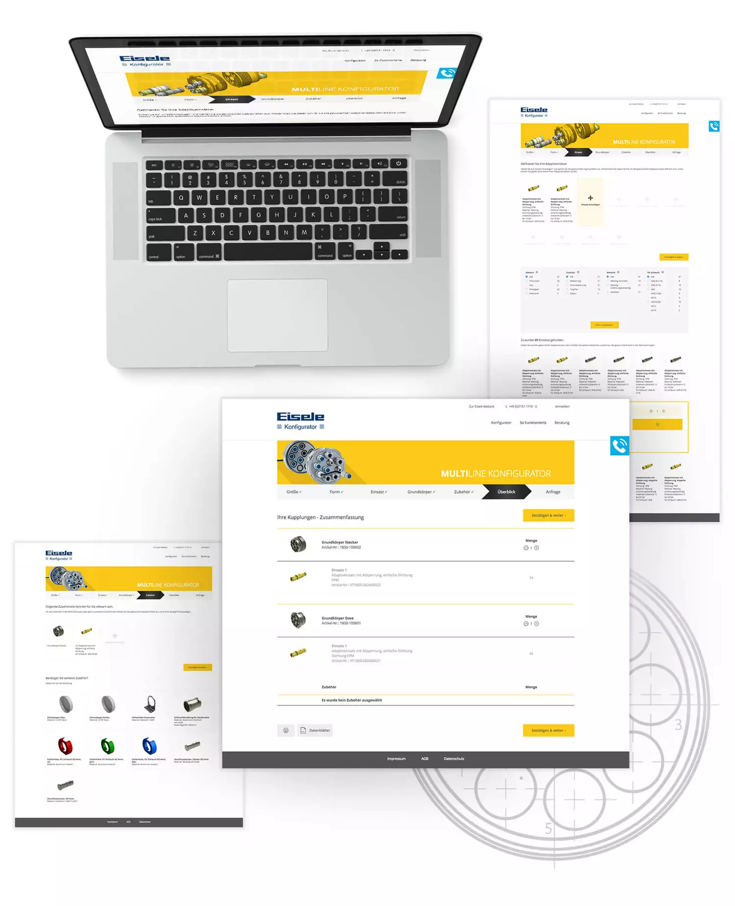 Screenshot: Eisele product configuration process visualized