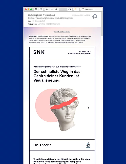 SNK Smart CUts #1 - Visualisierung Zu sehen ist ein Screenshot einer Ausgabe des Newsletters zum Thema Visualisierung.