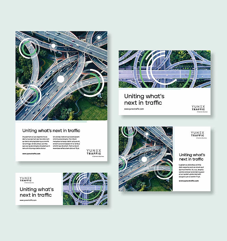 Digitale Anzeigen digitale Anzeige für 'Yunex traffic' in responsivem Layout