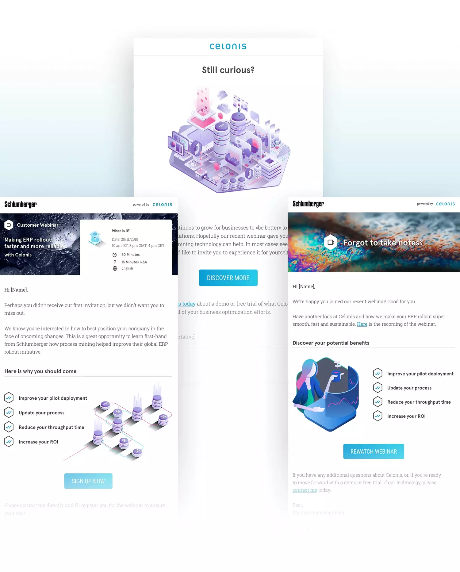 Screenshots of Celonis landingpages