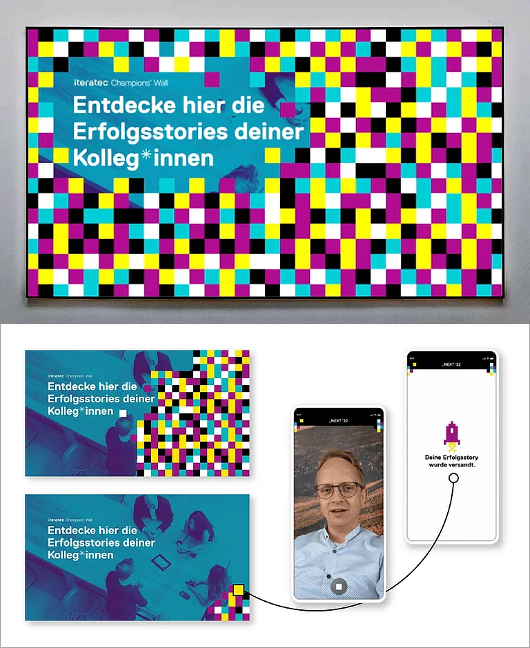 Teamevent Collage verschiedener Assets für iteratec Champions Wall