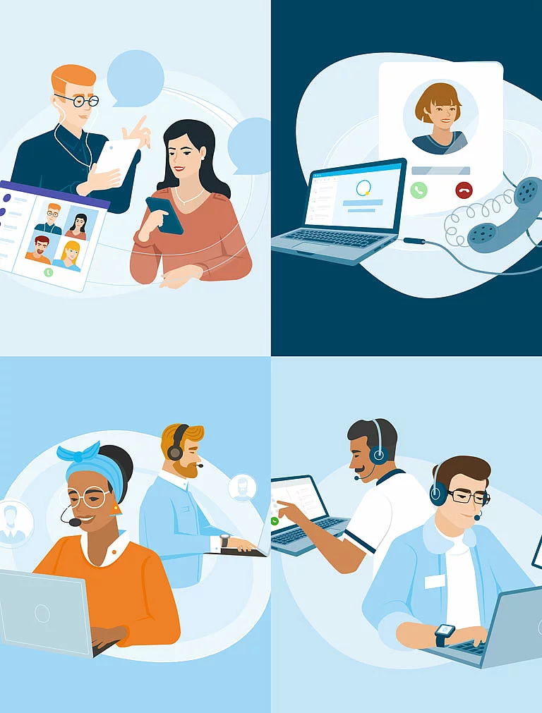 Illustrationen vier Beispiel-Illustrationen für 'NFON'