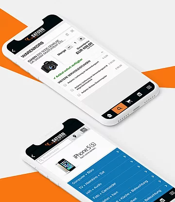 Der von SNK entwickelte Saturn mobile shop auf zwei Smartphones.