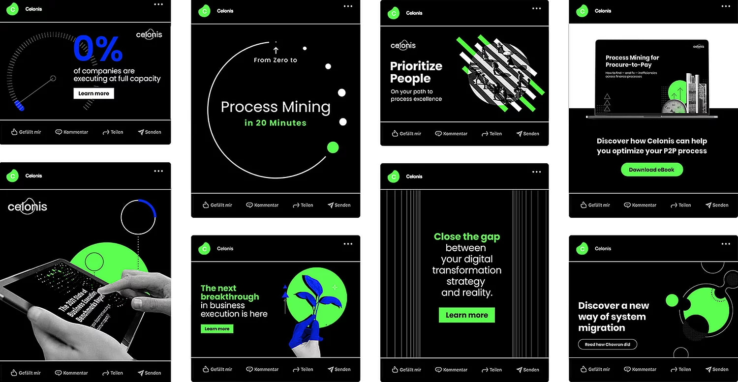 Zu sehen ist das Celonis Brand Design, das für eine ganzheitliche Brand Experience sorgt